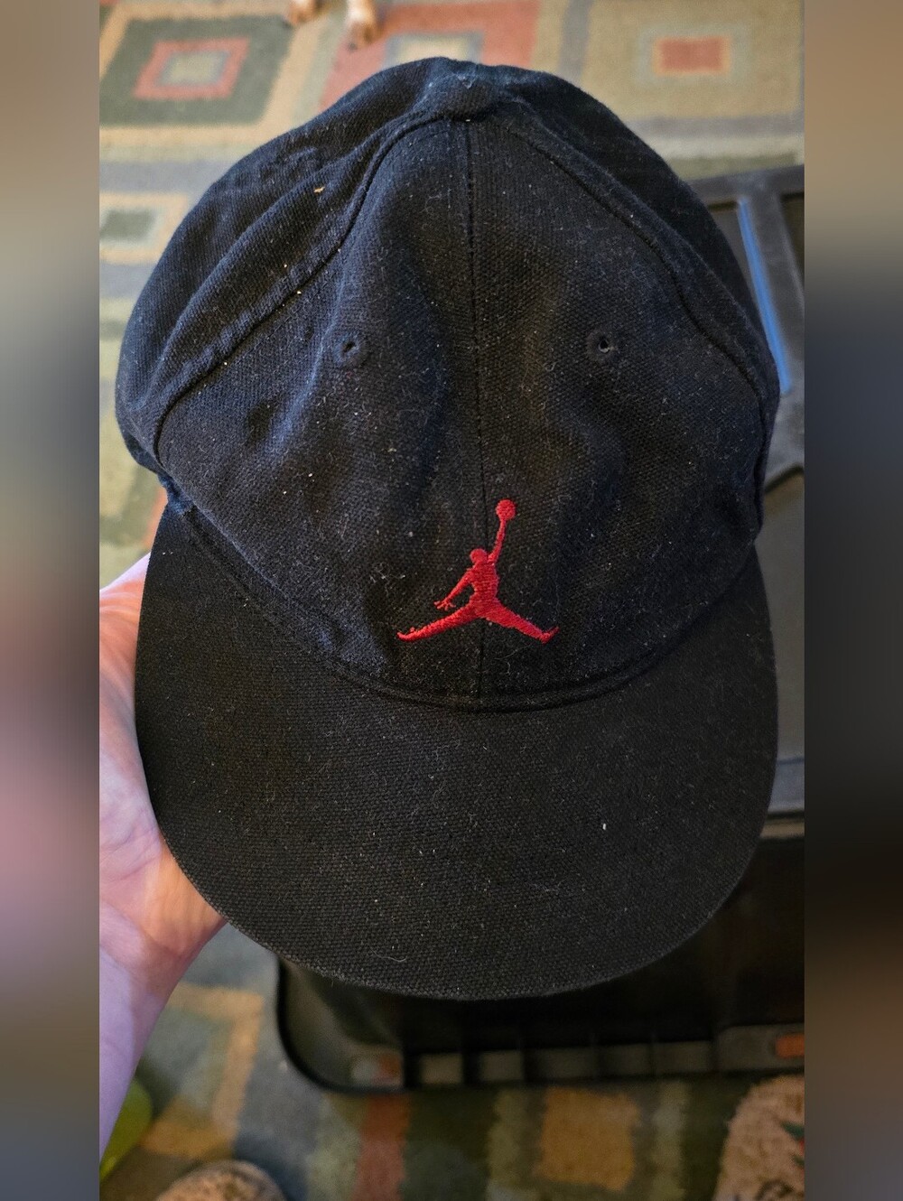 Jordan YOUTH Black Cap with Red Jumpman Embroidery